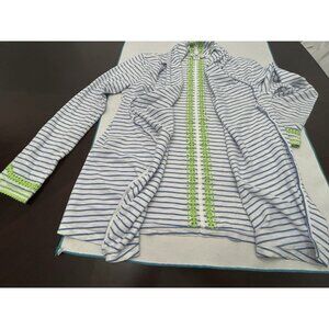 Vineyard Vines Open Front Stripe Waterfall Duster Cardigan Coastal Eyelet Med.